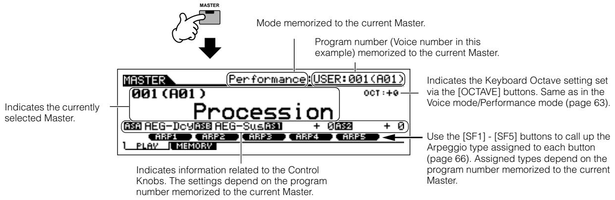 YAMAHA MOTIF ES6 - Press the [MASTER] to enter the Master Play mode. - 1