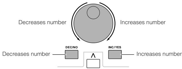 YAMAHA MOTIF ES6 - Using the [INC/YES], [DEC/NO] buttons and data dial - 1