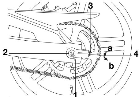 YAMAHA TZR50 - To adjust the drive chain slack - 1