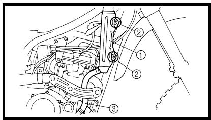 YAMAHA WR250F-2007 - MONTAJE E INSTALLACIONsection in the CHAPTER 3.

NOTE:

- Remove the following parts before inspection.   
1) Seat   
2) Fuel tank   
- Use the following special tool in this inspection.

![](images/10ee5b197357be8167eeca3edb52b04756c1112c409e01f2318c1ce68909ca4d.jpg)

Pocket tester:

YU-3112-C/

90890-03112


Radiadorg parts before inspection.   
1) Seat   
2) Fuel tank   
- Use the following special tool in this inspection.

![](images/10ee5b197357be8167eeca3edb52b04756c1112c409e01f2318c1ce68909ca4d.jpg)

Pocket tester:

YU-3112-C/

90890-03112




Instalar:


Junta tórica ① New   

Tubería del radiador 1 (2)   
Tornillo (tubo del radiador) ③ - 3