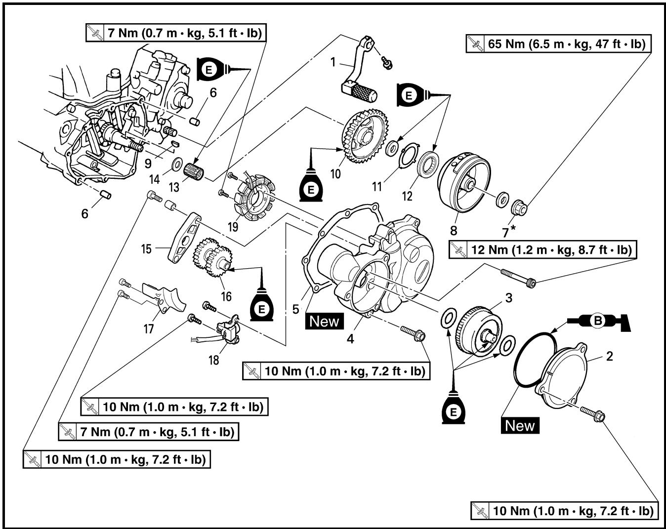YAMAHA WR250F-2007 - MAGNETE AC E GIUNTO STARTER - 2