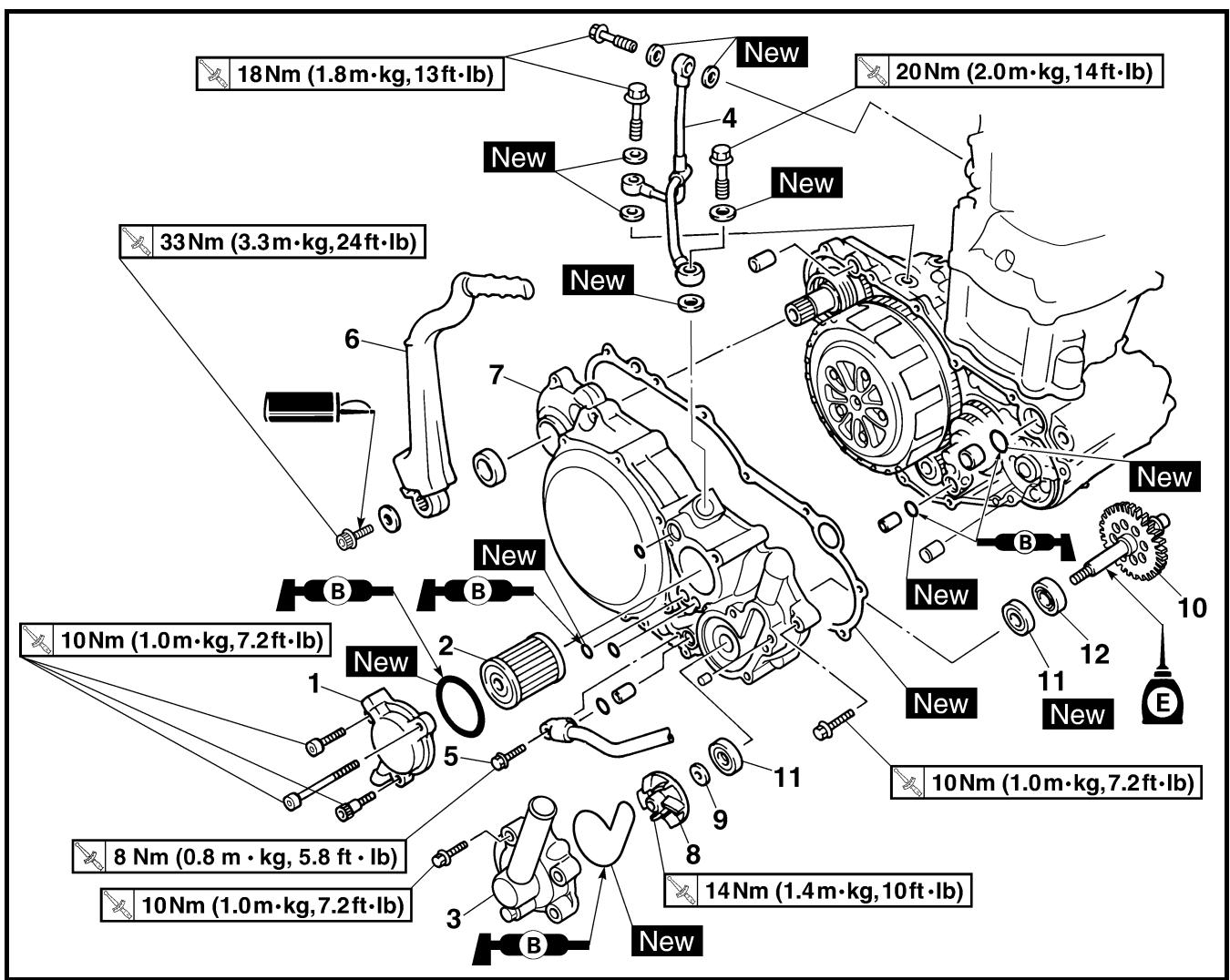 YAMAHA WR250F-2007 - ELEMENTO DEL FILTRO DE ACEITE, BOMBA DE AGUA Y TAPA DEL CÁRTER DERECHA - 3