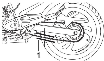 YAMAHA YBR250-2007 - To check the drive chain slack - 1