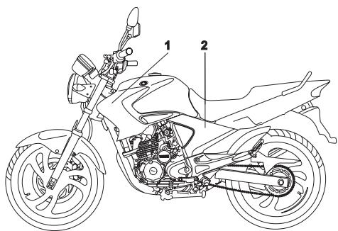 YAMAHA YBR250-2007 - Removing and installing the cowling and panels - 2