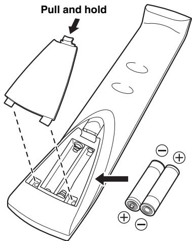 YAMAHA YSP-4100 - Installing batteries in the remote control - 1