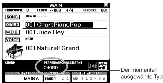 YAMAHA ARIUS YDP-V240 - Drucken Sie die Taste [P.A.T. ON/OFF]. Dadurch schalten Sie den Spielassistenten ein. - 2