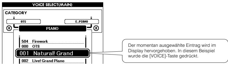 YAMAHA ARIUS YDP-V240 - 2Benutzen Sie das Datenrad zur Auswahl eines Eintrags oder Wertes. - 1