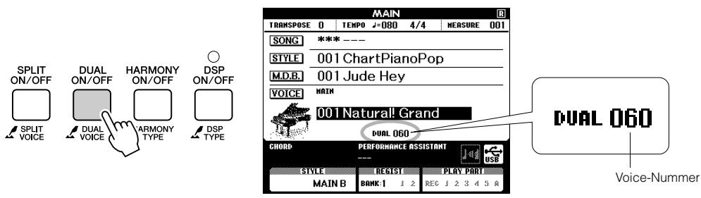 YAMAHA ARIUS YDP-V240 - Drucken Sie die [DUAL ON/OFF]-Taste. Mit der [DUAL ON/OFF]-Taste konnen Sie die D - 1