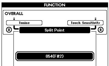YAMAHA ARIUS YDP-V240 - Verwenden Sie die CATEGORY-Tasten [A] und [Y], um den Eintrag „Split Point" auszuwahlen. - 2