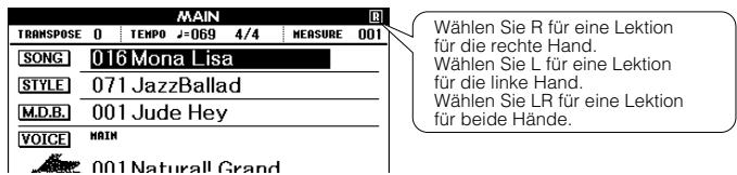 YAMAHA ARIUS YDP-V240 - Wahlen Sie den Part, den Sie üben möchten. Drücken Sie die Taste [R], wenn Sie den Part der rechte - 2