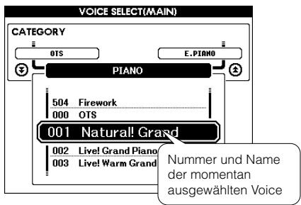 YAMAHA ARIUS YDP-V240 - Drucken Sie die Taste [VOICE]. Es erscheint die Anzeige zur Auswahl - 2