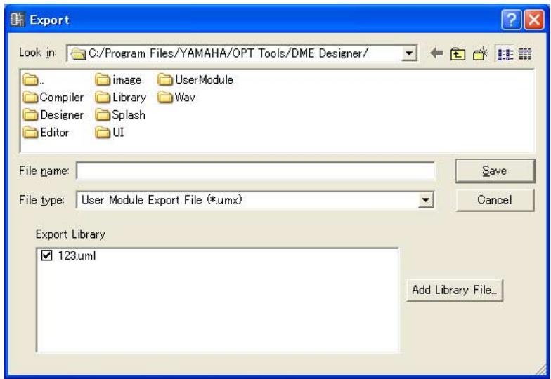 YAMAHA DME DESIGNER - Touche [export library] (exporter bibliothèque) - 1