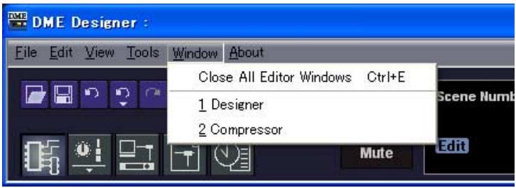 YAMAHA DME DESIGNER - Menu [window] (fenêtre) - 1