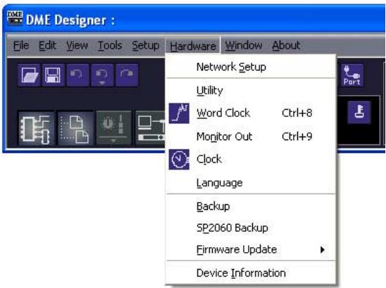 YAMAHA DME DESIGNER - Menu [hardware] (matériel) - 1