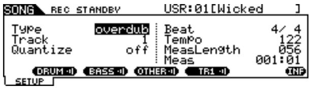 YAMAHA DTX-900 - Press the [REC] button to call up the REC STANDBY display. - 2
