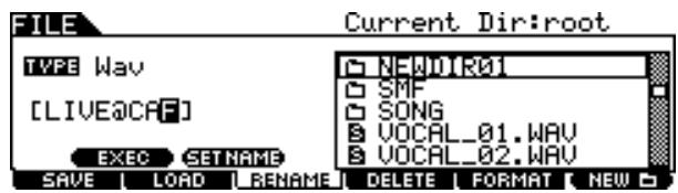 YAMAHA DTX-900 - Press the [FILE] button to enter the File mode then press the [F3] RENAME button to call up the Rename display. - 4