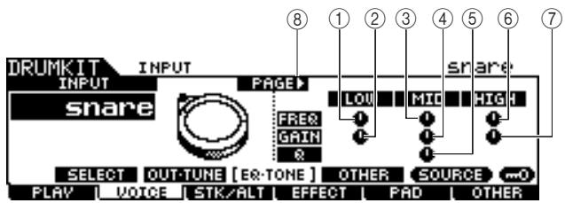 YAMAHA DTX-900 - The first page when the INPUT display is called up: - 1