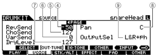 YAMAHA DTX-900 - The second page when the SOURCE display is called up: - 1