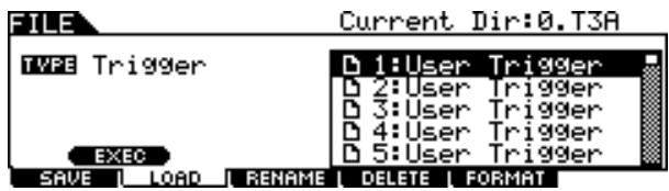 YAMAHA DTX-900 - Loading a Specific Trigger Setup From an “All Data” or “All Trigger” File - 2