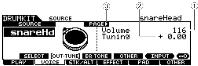 YAMAHA DTX-900 - The first page when the SOURCE display is called up: - 1