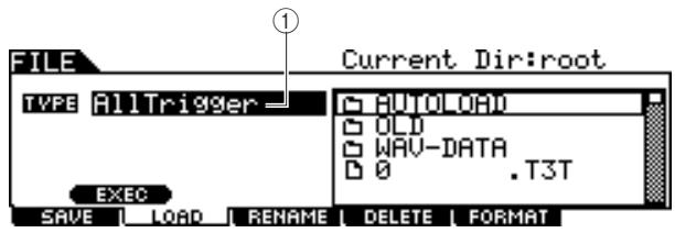YAMAHA DTX-900 - Press the [FILE] button to enter the File mode, then press the [F2] LOAD button to call up the Load display. - 1