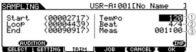 YAMAHA DTX-900 - Setting the End Point by Specifying Tempo, Beat and Measure - 1