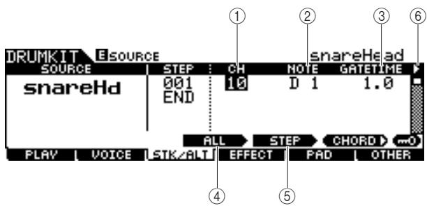 YAMAHA DTX-900 - The first page when the cursor is not located on the STEP column: - 1