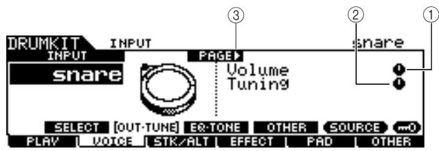 YAMAHA DTX-900 - The first page when the INPUT display is called up: - 1