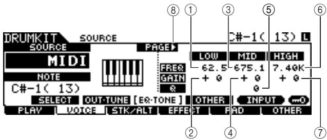 YAMAHA DTX-900 - The first page when the SOURCE display is called up and "MIDI" is selected: - 1