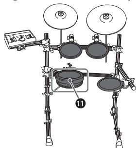 YAMAHA DTX550K - Mounting the pads and the trigger module on the electronic drum rack - 1