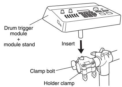 YAMAHA DTX700K - Mounting the drum trigger module - 2
