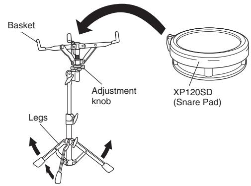 YAMAHA DTX950K - Assembling the Snare Stand and Snare Pad - 1