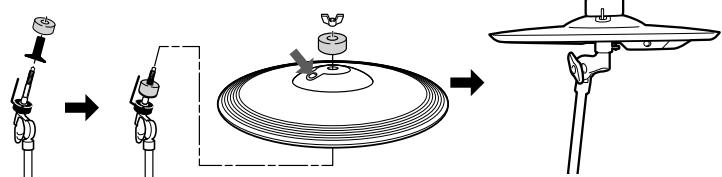 YAMAHA DTXPRESS IV STANDARD SET - Mounting the PCY135 (Cymbal pads) on the rack system - 4