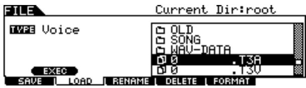 YAMAHA DTXTREME III - Chargement d'une voix spécifique à partir d'un fichier « All Data » ou « All Voice » - 1
