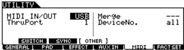 YAMAHA DTXTREME III - Réglez le paramètre MIDI IN/OUT sur « USB » à l'aide des touches [INC/YES] et [DEC/NO] ou du cadran de données. - 1