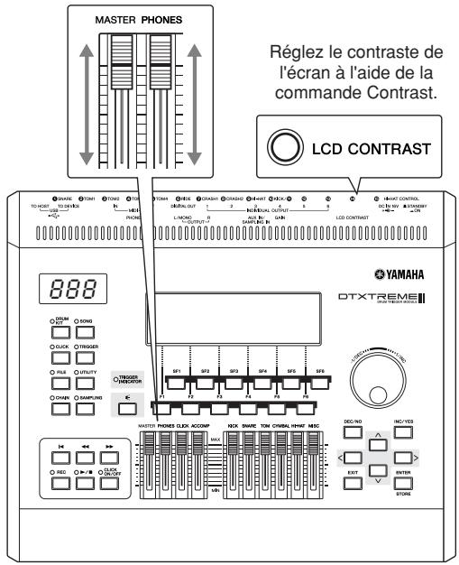 YAMAHA DTXTREME III - Réglage du son et du contraste de l'écran - 1
