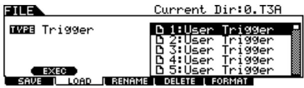 YAMAHA DTXTREME III - Chargement d'une configuration de déclenchement spécifique depuis un fichier « All Data » ou « All Trigger » - 2