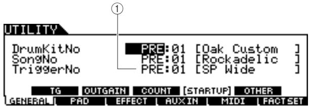 YAMAHA DTXTREME III - Réglage d'une configuration de déclenchement par défaut à appeler lors de la mise sous tension - 1