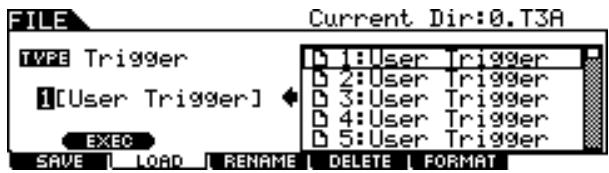 YAMAHA DTXTREME III - Chargement d'une configuration de déclenchement spécifique depuis un fichier « All Data » ou « All Trigger » - 3