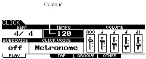 YAMAHA DTXTREME III - Modification du tempo et du type de mesure (temps) du clic de métronome - 4