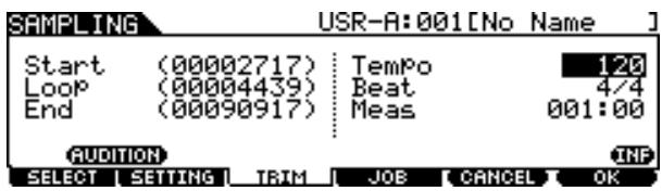 YAMAHA DTXTREME III - Si nécessaire, réglez End Point selon les besoins à l'aide de l'écran appelé via la touche [SF5] SET END (Réglage du point de fin). - 1