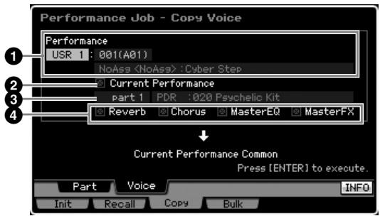 YAMAHA MOTIF XS6 - Copie des réglages d'effet de la voix : [SF2] voice - 1