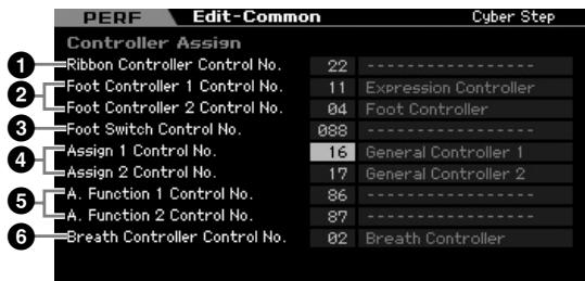 YAMAHA MOTIF XS6 - Réglages des contrôleurs — [F3] ctrl asgn (controller assign) - 1