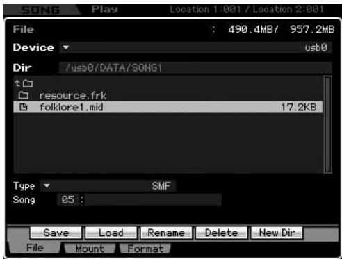 YAMAHA MOTIF XS6 - Chargement d'un fichier SMF (standard MIDI file) - 1