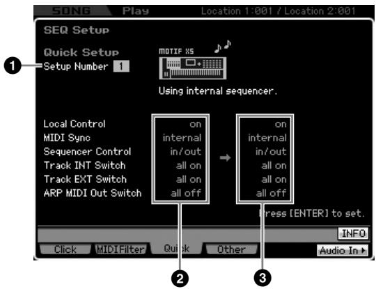 YAMAHA MOTIF XS7 - Utilisation de la fonction quick setup : [F3] quick (quick setup) - 1