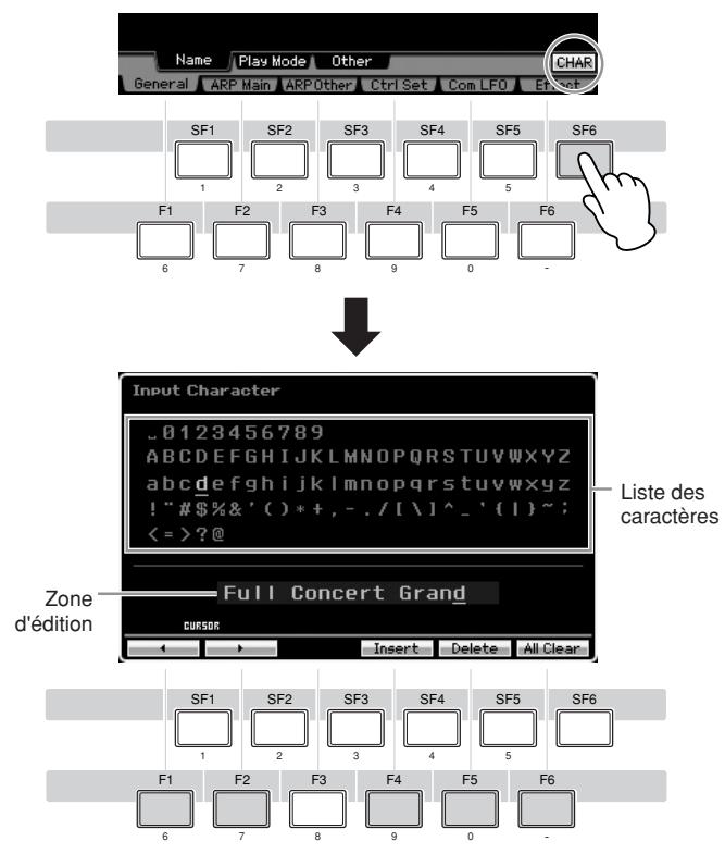 YAMAHA MOTIF XS7 - Attribution d'un nom (saisie de caractères) - 1