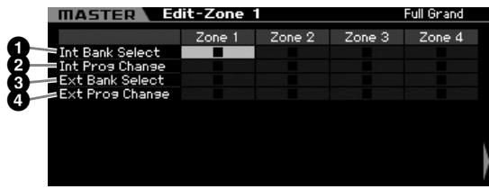 YAMAHA MOTIF XS7 - Sélecteur de transmission MIDI pour les messages liés aux voix — [SF1] program - 1