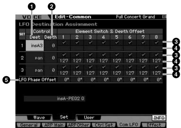 YAMAHA MOTIF XS7 - Réglages de l'onde de l'OBF : [SF1] set (common LFO set) - 1