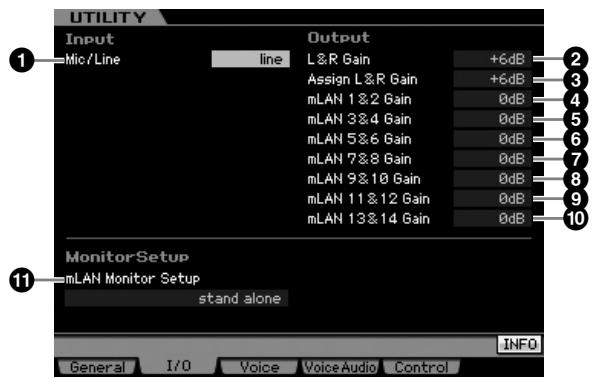 YAMAHA MOTIF XS7 - Réglages audio in/out : [F2] i/o (input/output) - 1