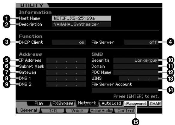 YAMAHA MOTIF XS7 - Réglages de réseau : [SF3] network - 1